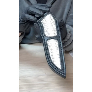 РОЖЕВИЙ БИВЕНЬ ніж ручної роботи майстра Василя Дячика, CPM 121 REX в нержавіючому дамаску, 68 HRC, замовити купити в Україні. Photo 3